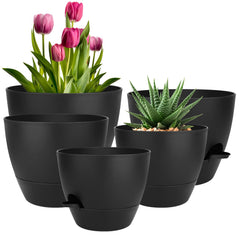 QRRICA self-watering pot set displaying various sizes including 10 inch