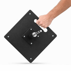 QSUM flag base with water bag in outdoor setting