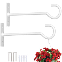 QTJUST 6-inch Metal Plant Wall Hook white front view