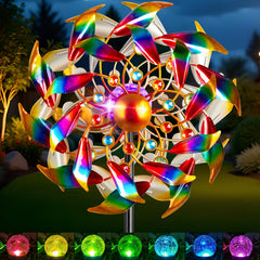 Qualdout Solar Wind Spinner 54-inch front view with colourful blades