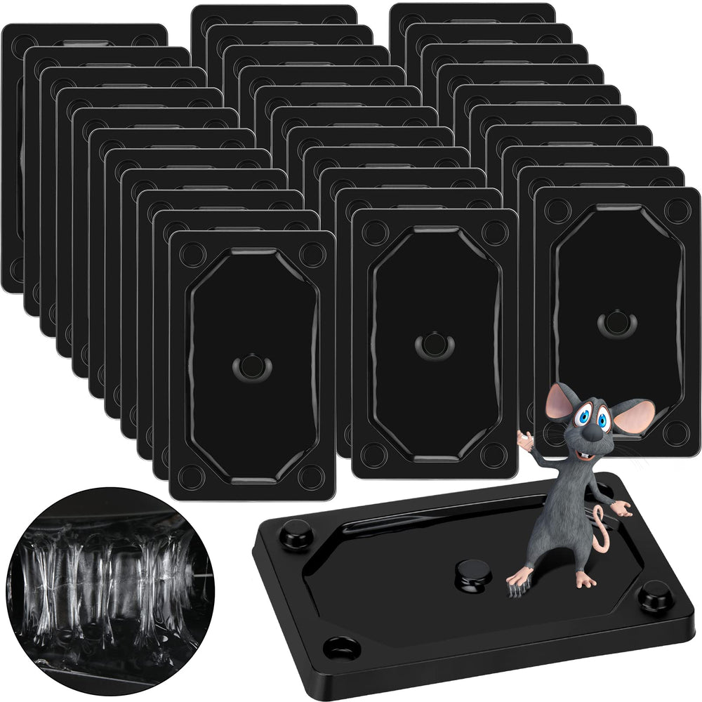 Qualirey 100 Pack Mouse and Insect Glue Traps black sticky boards front view