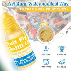 Qualirey fruit fly trap refill in a bowl with fruit