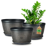 Quarut 10 Inch Flower Pot with 3D circle pattern front view