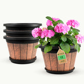 Quarut 12 inch plant pot brown vintage style front view