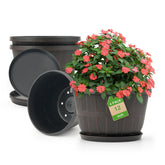 Quarut 12 Inch planter pot in brown with saucer