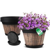 Quarut 13-inch whiskey barrel planter front view