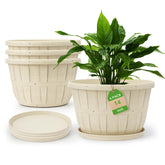 Quarut 14-inch whiskey barrel planter front view in beige