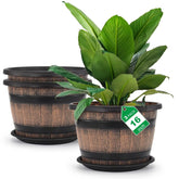 Quarut 16-inch brown plant pot front view with drainage holes