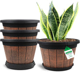 Quarut 4 Pack 14 Inch Vintage Plant Pots with saucer