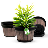 Quarut 4 Pack 8 Inch Vintage Plant Pots in brown