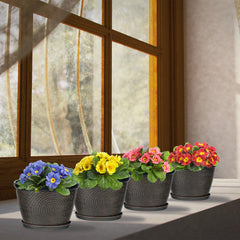 Quarut 6 inch flower pot with saucer and drainage holes