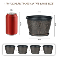 Quarut 6 inch flower pots in a garden setting