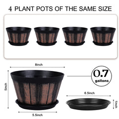 Quarut 8 inch brown plant pot with drainage holes