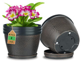 Quarut 8 inch flower pot with circular pattern front view