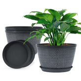 Quarut Flower Pot 10 Inch gray with drainage tray