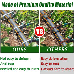 Qucuky landscape staples in use securing landscape fabric