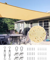 Quictent Waterproof Sun Shade Sail 12x16ft Sand front view