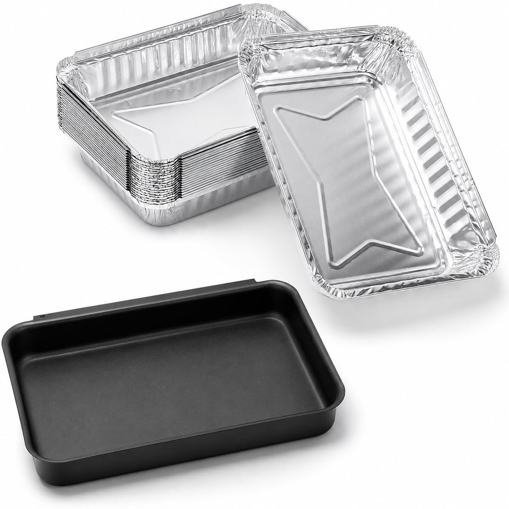 QuliMetal grease catch pan front view with disposable liner