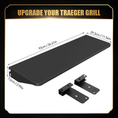 QuliMetal Grill Folding Shelf attached to Traeger Pro 34