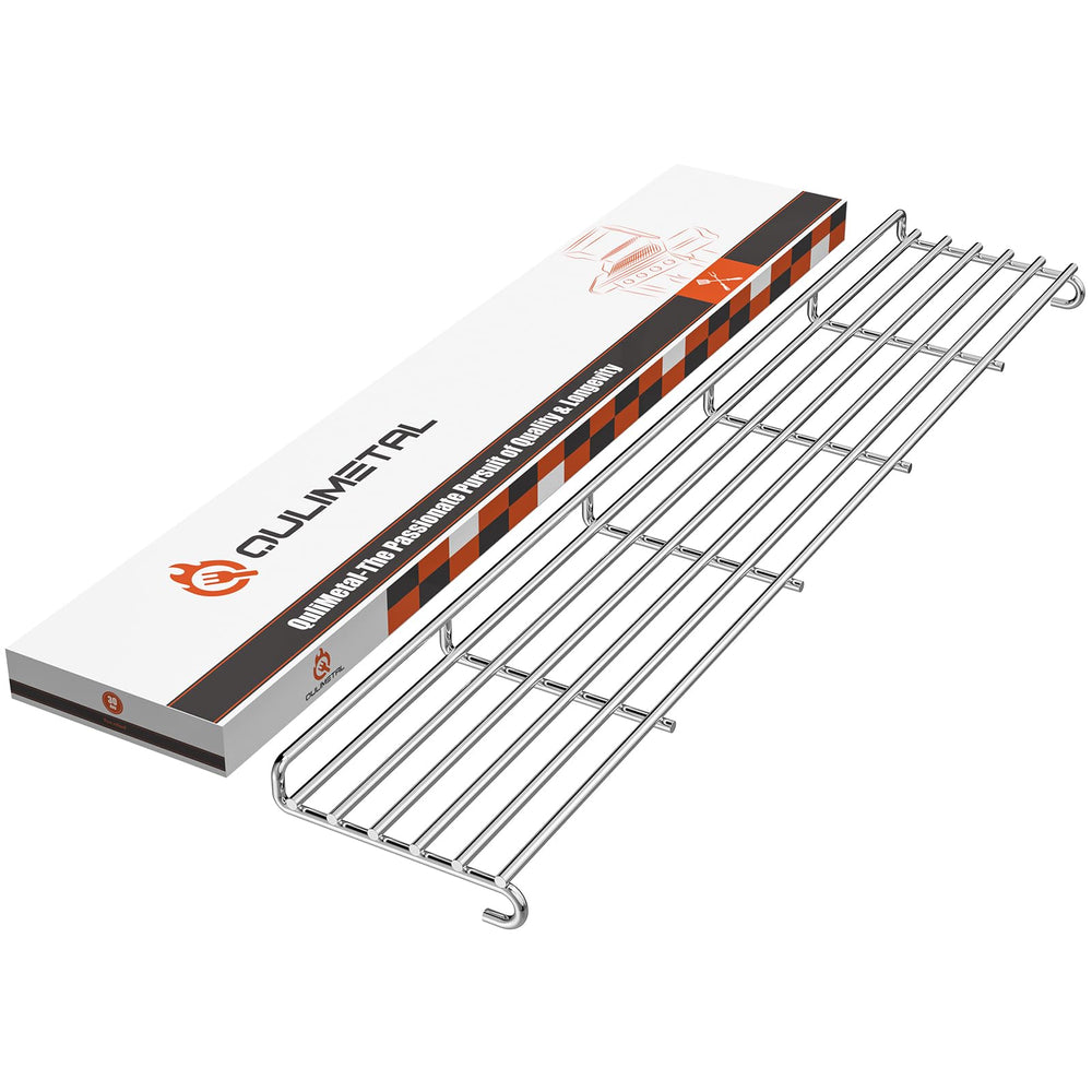 QuliMetal Grill Warming Rack front view, stainless steel finish