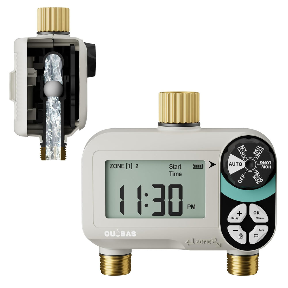 QUOBAS Zero Pressure Water Timer front view with digital display