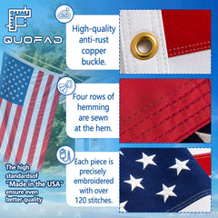 QUOFAD American Flag 5x8 displayed on a flagpole