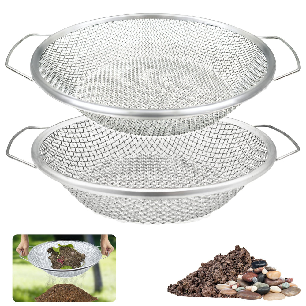 QUTIING Soil Sifter Set 2PCS with 1/8 inch and 1/4 inch mesh
