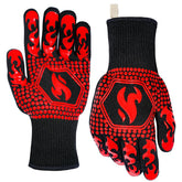 QUWIN BBQ Gloves front view in red colour