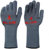 QUWIN BBQ Gloves grey front view with long cuff design
