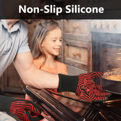 QUWIN BBQ Gloves in use while grilling