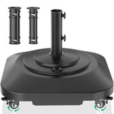QZER Umbrella Base with Wheels, black, front view