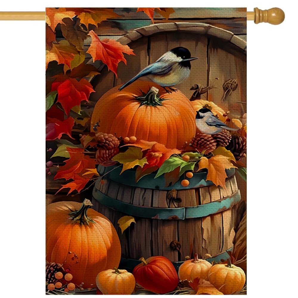 RABUSOFA Fall House Flag 28x40 inch front view with vibrant autumn design