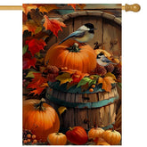 RABUSOFA Fall House Flag 28x40 inch front view with vibrant autumn design