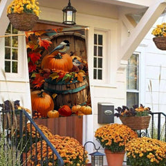 RABUSOFA Fall House Flag 28x40 inch with autumn leaves and pumpkins