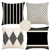 RABUSOFA Outdoor Pillow Cover 24x24 inch black and beige front view