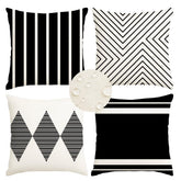 RABUSOFA outdoor pillow cover front view in black and beige