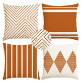 RABUSOFA Outdoor Pillow Cover Rust and Beige Front View