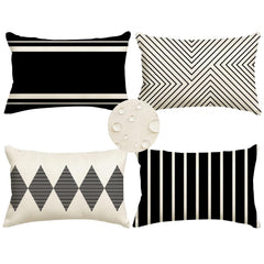 RABUSOFA outdoor pillow cover set of 4 in black and beige