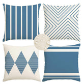 RABUSOFA Outdoor Pillow Covers 18x18 inch front view, blue and beige