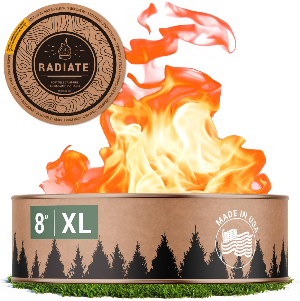 Radiate XL portable campfire 8-inch front view in Eucalyptus colour