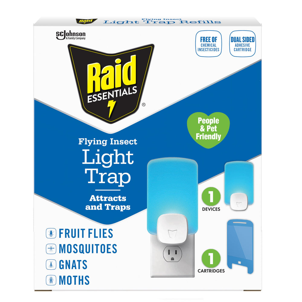 Raid Flying Insect Light Trap Starter Kit front view with device and cartridge