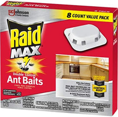 Raid Max Double Control Ant Baits displayed in a living area