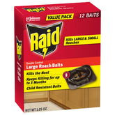 Raid Roach Baits 12 count black packaging front view
