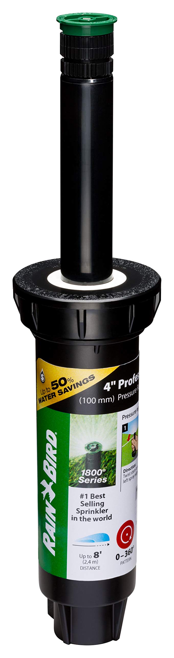 Rain Bird 1804AP8PRS Pop-Up Sprinkler front view with 4-inch height