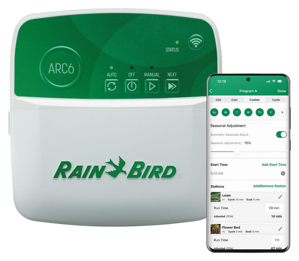 Rain Bird ARC6 Indoor WiFi Irrigation Controller front view with display
