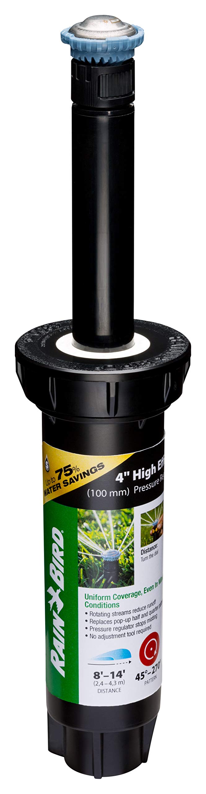 Rain Bird Pro Rotary Sprinkler front view with adjustable nozzle