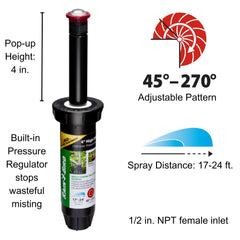 Rain Bird Pro Rotary Sprinkler showing 4-inch pop-up height