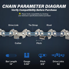RAINHOL chainsaw chain packaging with specifications