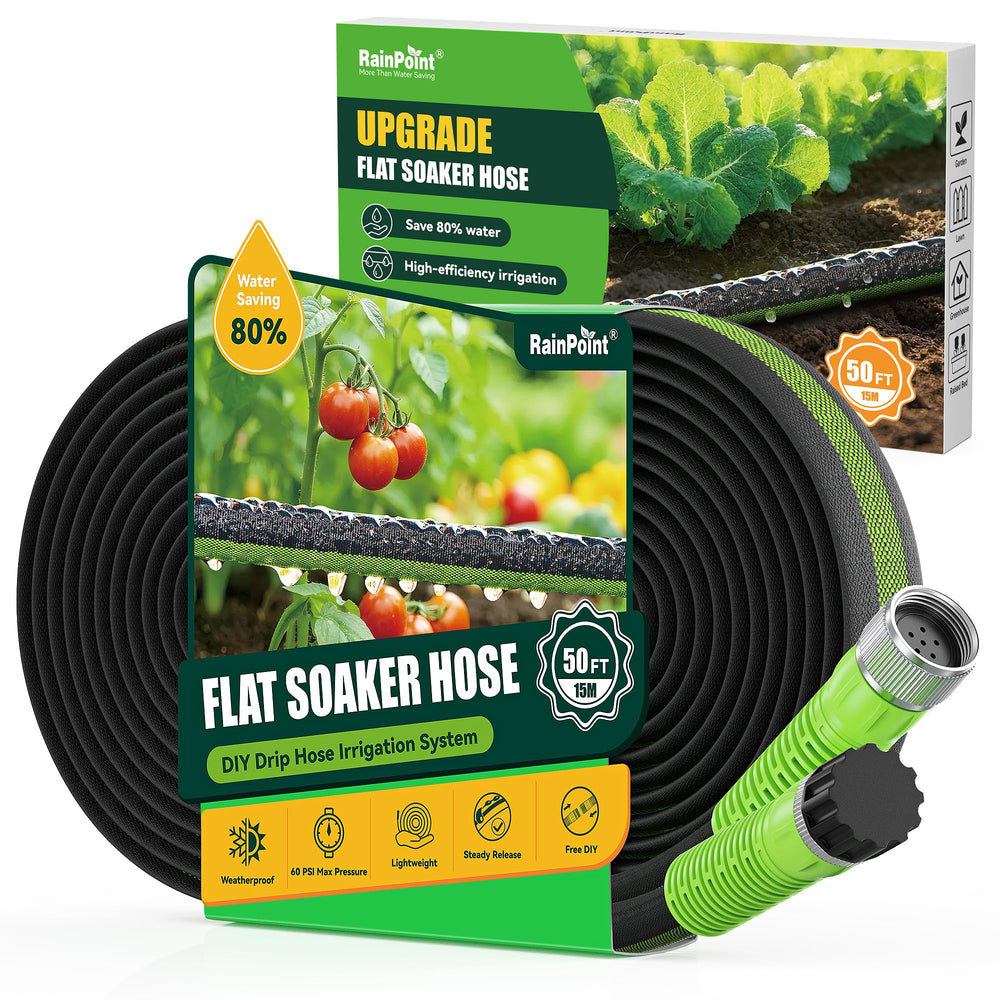 RAINPOINT 50FT Flat Soaker Hose green model front view