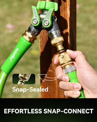 RAINPOINT connectors attached to a garden hose in use